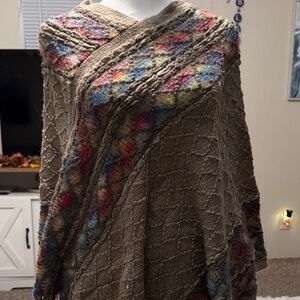Elegant Multicolor Knit Women's Cape